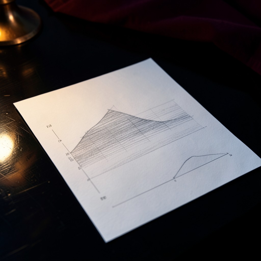 Hand-drawn strokes that rise and then flatten into a horizontal range